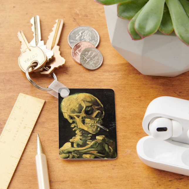 Skull with Burning Cigarette by Vincent van Gogh Keychain (Desk)