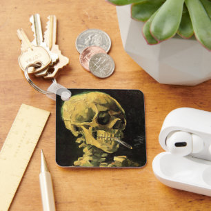 Skull with Burning Cigarette by Vincent van Gogh Keychain