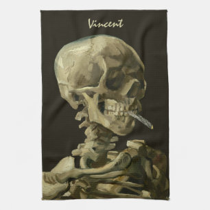 Skull with Burning Cigarette by Vincent van Gogh Kitchen Towel