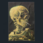 Skull with Burning Cigarette by Vincent van Gogh Kitchen Towel<br><div class="desc">Skull with Burning Cigarette by Vincent van Gogh is a vintage fine art post impressionism still life painting. A portrait of human skeleton smoking. Great image to use for anti-smoking products. Smoking kills 1, 000s every year, help someone to quit smoking today. Great image for Halloween or Día de los...</div>
