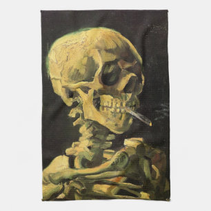 Skull with Burning Cigarette by Vincent van Gogh Kitchen Towel