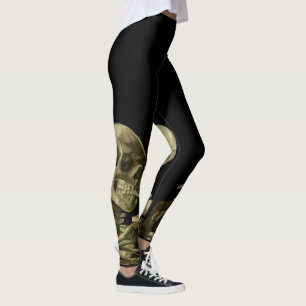 Skull with Burning Cigarette by Vincent van Gogh Leggings