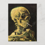 Skull with Burning Cigarette by Vincent van Gogh Postcard<br><div class="desc">Skull with Burning Cigarette by Vincent van Gogh is a vintage fine art post impressionism still life painting. A portrait of human skeleton smoking. Great image to use for anti-smoking products. Smoking kills 1, 000s every year, help someone to quit smoking today. Great image for Halloween or Día de los...</div>