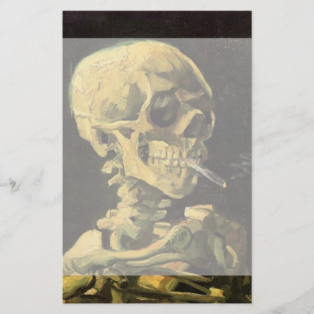 Skull with Burning Cigarette by Vincent van Gogh Stationery (Front)