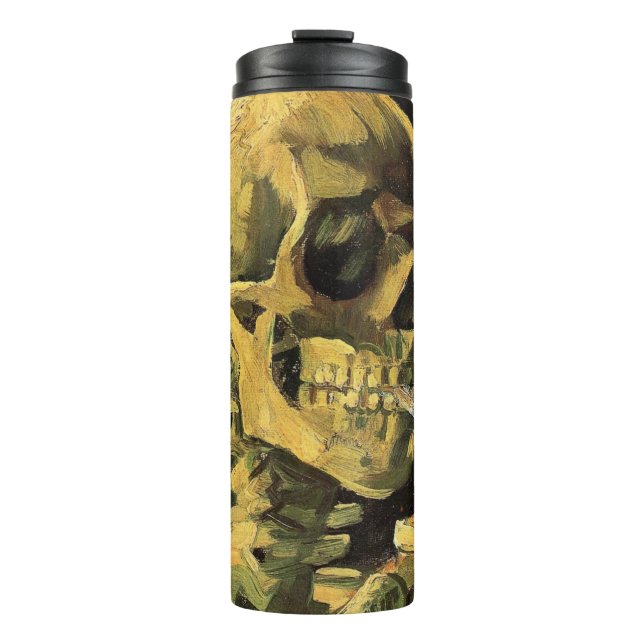 Skull with Burning Cigarette by Vincent van Gogh Thermal Tumbler (Front)