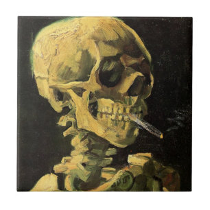 Skull with Burning Cigarette by Vincent van Gogh Tile