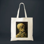 Skull with Burning Cigarette by Vincent van Gogh Tote Bag<br><div class="desc">Skull with Burning Cigarette by Vincent van Gogh is a vintage fine art post impressionism still life painting. A portrait of human skeleton smoking. Great image to use for anti-smoking products. Smoking kills 1, 000s every year, help someone to quit smoking today. Great image for Halloween or Día de los...</div>