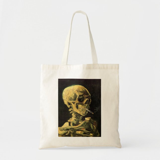 Skull with Burning Cigarette by Vincent van Gogh Tote Bag (Front)