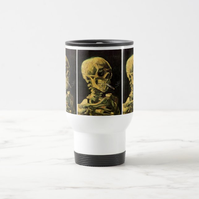 Skull with Burning Cigarette by Vincent van Gogh Travel Mug (Center)