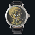 Skull with Burning Cigarette by Vincent van Gogh Watch<br><div class="desc">Skull with Burning Cigarette by Vincent van Gogh is a vintage fine art post impressionism still life painting. A portrait of human skeleton smoking. Great image to use for anti-smoking products. Smoking kills 1, 000s every year, help someone to quit smoking today. Great image for Halloween or Día de los...</div>