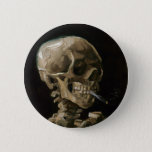 Skull with Burning Cigarette Vincent van Gogh Art 2 Inch Round Button<br><div class="desc">Vincent van Gogh (Dutch, 1853 - 1890) Skull of a Skeleton with Burning Cigarette, 1885–86, Oil on canvas Unframed: 32 cm × 24.5 cm (13 in × 9.6 in) Early work by Vincent van Gogh. This small painting is part of the permanent collection of the Van Gogh Museum in Amsterdam....</div>