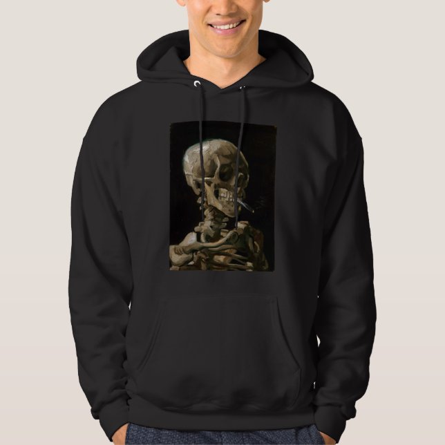 Skull with Burning Cigarette Vincent van Gogh Art Hoodie (Front)