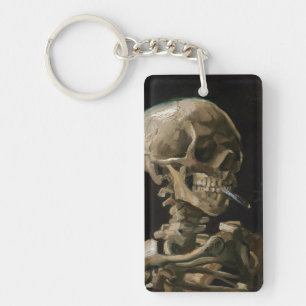Skull with Burning Cigarette Vincent van Gogh Art Keychain