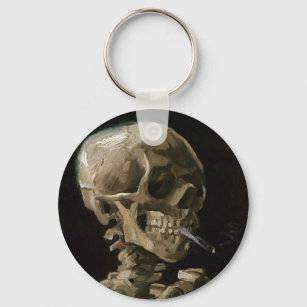 Skull with Burning Cigarette Vincent van Gogh Art Keychain