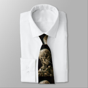 Skull with Burning Cigarette Vincent van Gogh Art Tie