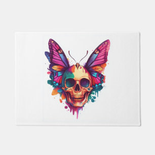 Skull with Butterfly Wings Doormat
