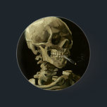 Skull with Cigarette by Van Gogh 2 Inch Round Button<br><div class="desc">Van Gogh's Expressionist Paintings: Skull with Burning Cigarette  Canvas Painting</div>