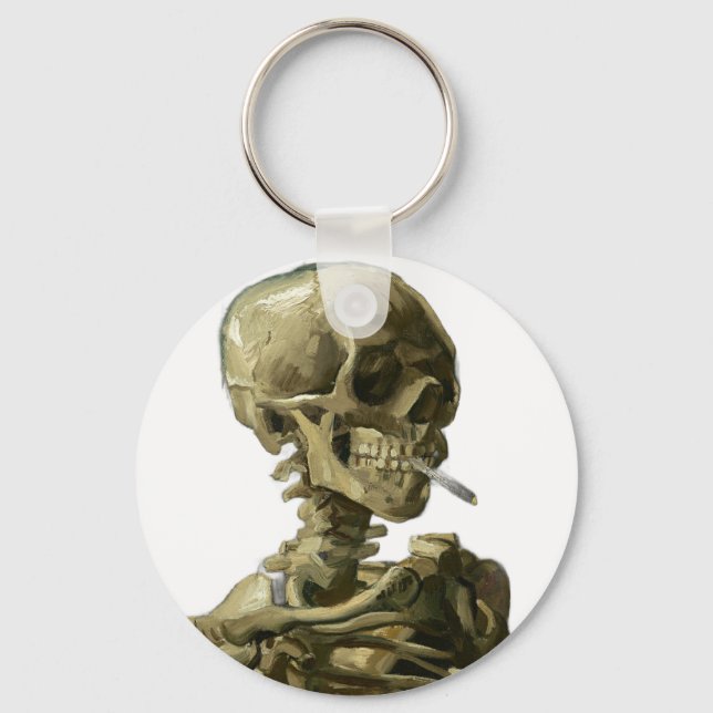 Skull with Cigarette by Van Gogh Keychain (Front)