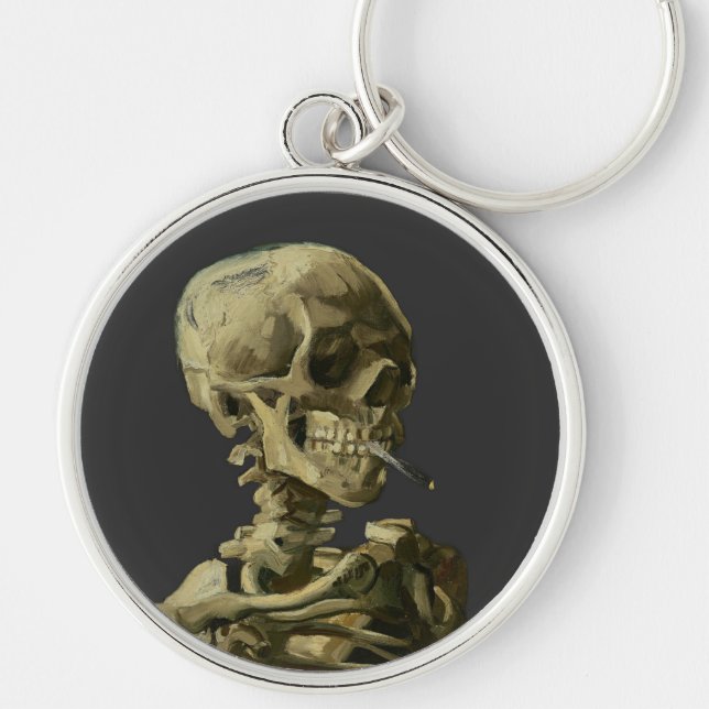 Skull with Cigarette by Van Gogh Keychain (Front)