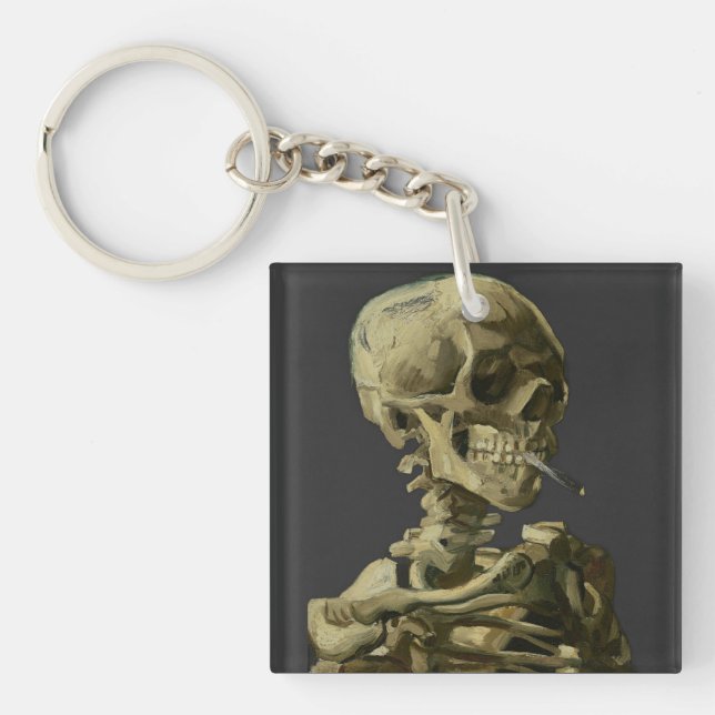 Skull with Cigarette by Van Gogh Keychain (Front)