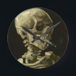 Skull with Cigarette by Van Gogh Round Clock<br><div class="desc">Van Gogh's Expressionist Paintings: Skull with Burning Cigarette  Canvas Painting</div>