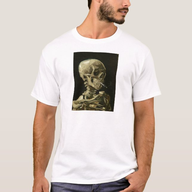 Skull with Cigarette by Van Gogh T-Shirt (Front)