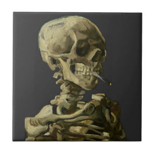 Skull with Cigarette by Van Gogh Tile