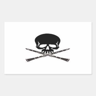 Skull with Clarinets and Crossbones Sticker