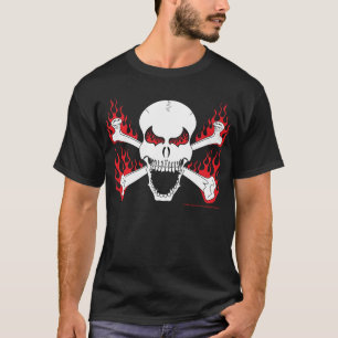 Skull with Crossed Bones and Flames Men's T-Shirt
