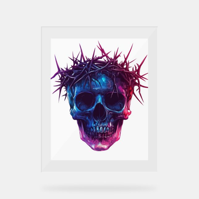 Skull with Crown of Thorns Acrylic Sign (Front)