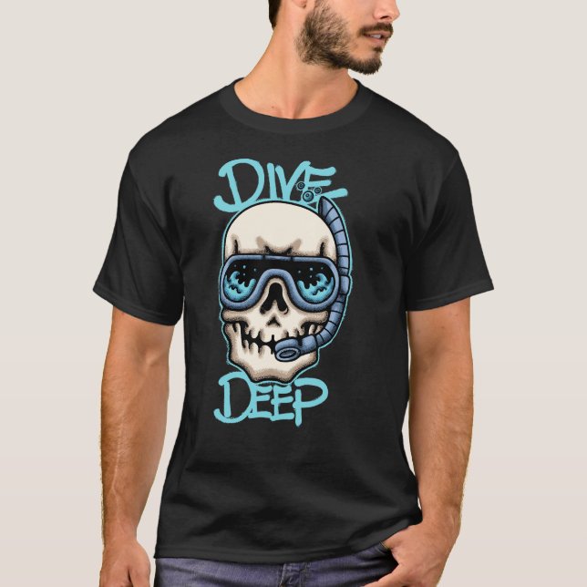 Skull with Dive Gear streetwear  T-Shirt (Front)