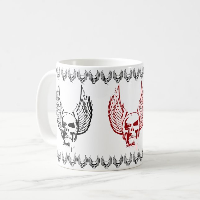 Skull with Ethereal Wings Coffee Mug (Front Left)
