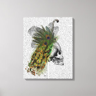 Skull With Feather Headress Canvas Print