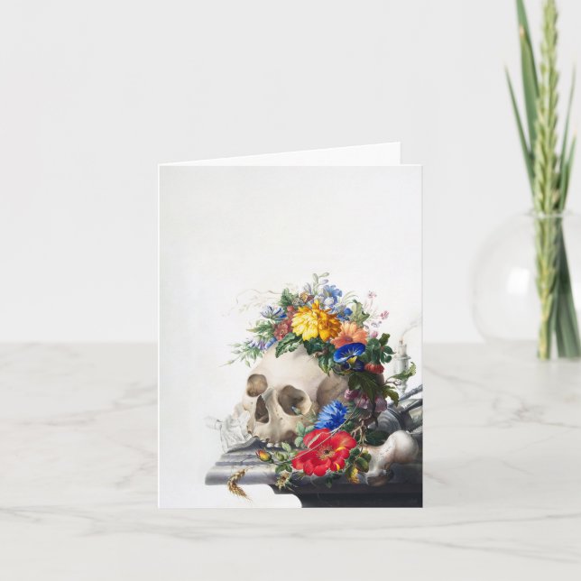 Skull with Flowers, Blank Card (Front)