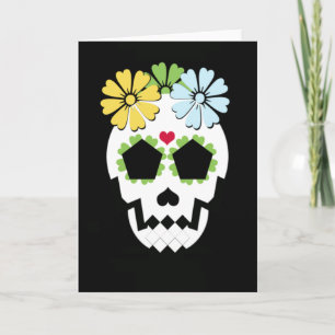 Skull With Flowers Card