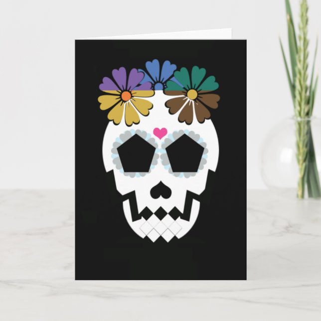 Skull With Flowers Card (Front)
