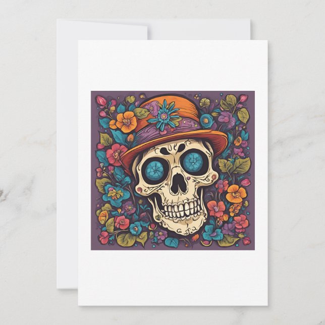 skull with flowers invitation (Front)