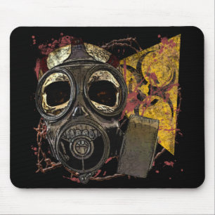 Skull With Gasmask Mouse Pad