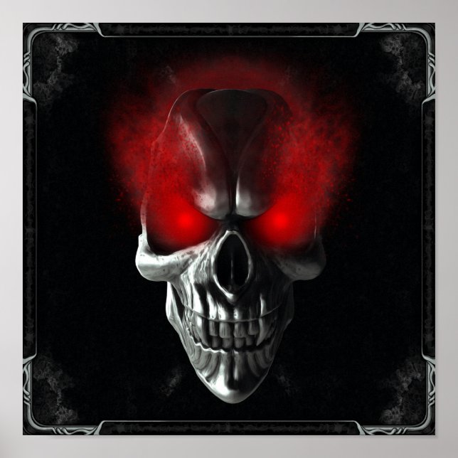 Skull with glowing red eyes poster (Front)