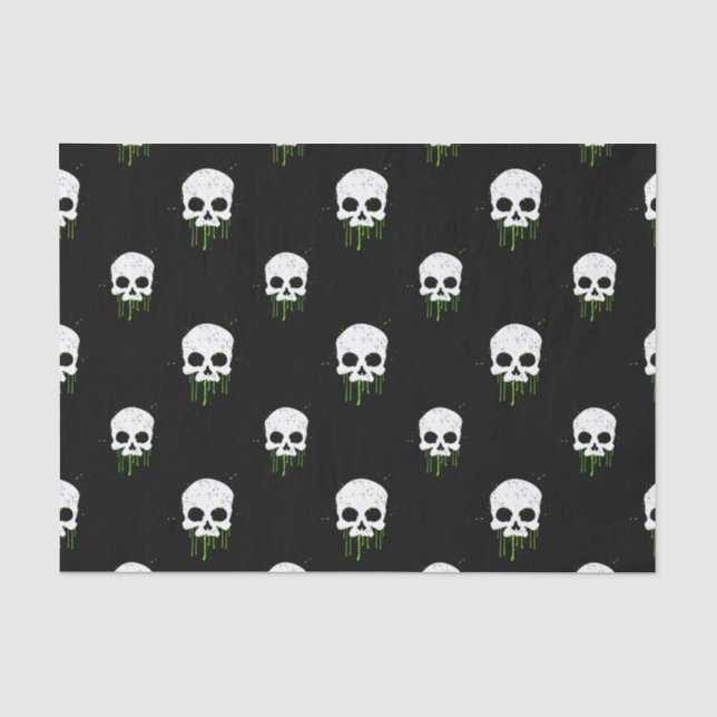 Skull with Green Drips Tissue Paper (Front)