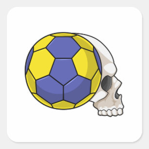 Skull with Handball Sports Square Sticker