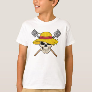 Skull with Hat as Farmer with Rake T-Shirt