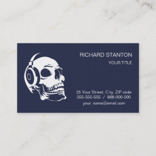 Skull with headphones business card