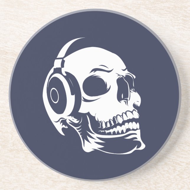 Skull with headphones coaster (Front)