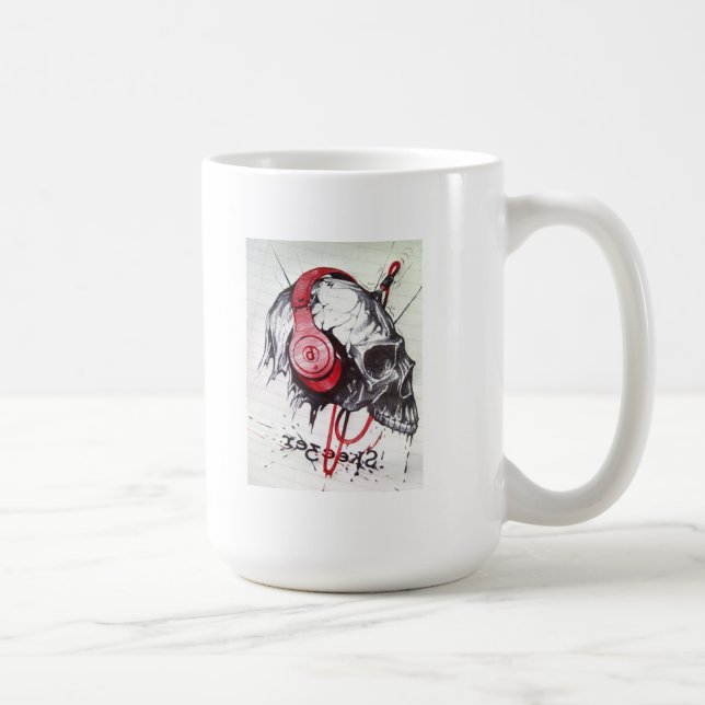 Skull with Headphones Design Coffee Mug (Right)