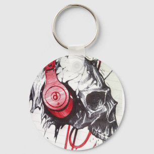 Skull with Headphones Design Keychain