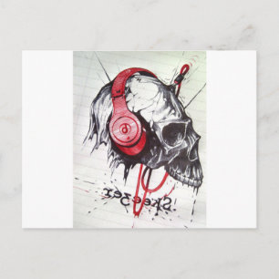 Skull with Headphones Design Postcard