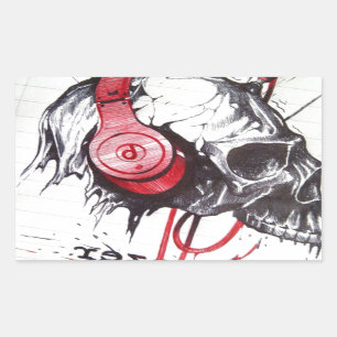 Skull with Headphones Design Sticker