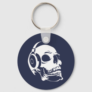 Skull with headphones keychain