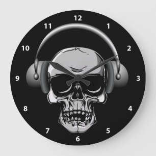 Skull with Headphones & Sunglasses Clock